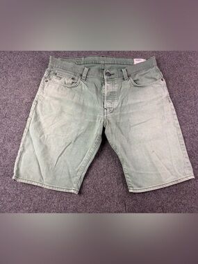 G-Star 3301 Mens Cotton Blend Button Fly Denim Shorts Size 34 Green